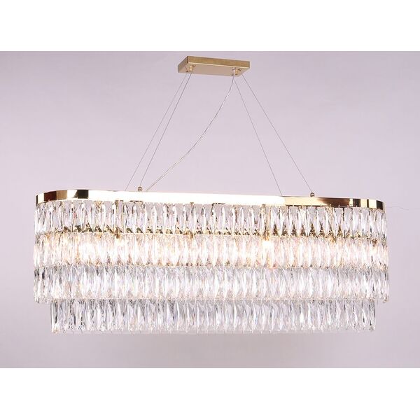 NEWPORT 10120 [gold , Подвесной светильник, Polished champagne gold Clear crystal L122*28*H44 cm G9 16*60W]