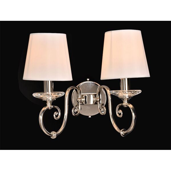 NEWPORT 1110 Бра, [Bright nickel Clear crystal Shade white silk L40*H31*Sp25 cm E14 2*60W]