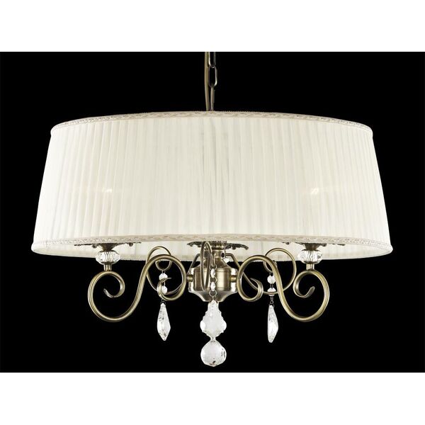 Подвесная люстра Newport [Antique bronze Clear crystal Shade beige D58*H40/140 cm E14 3*60W]