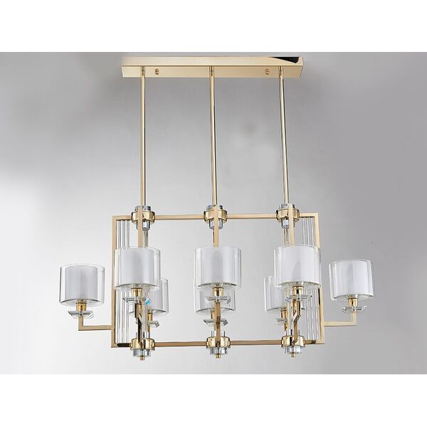 NEWPORT 4400 [gold , Подвесной светильник, Gold Clear crystal Clear glass 107*56*H56 cm E14 8*60W + LED 6*5W]