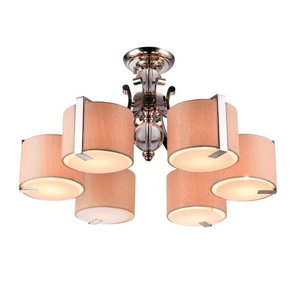 NEWPORT 31300, Потолочный светильник, [Nickel Clear crystal Shade beige D72*H43 cm E14 6*60W]