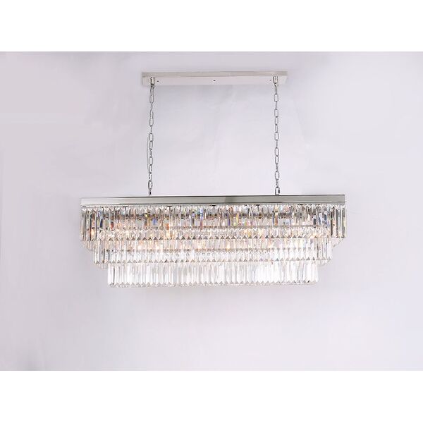 NEWPORT 31100 [nickel , Подвесной светильник, Nickel Clear crystal 120*35*H40/140 cm E14 16*60W]