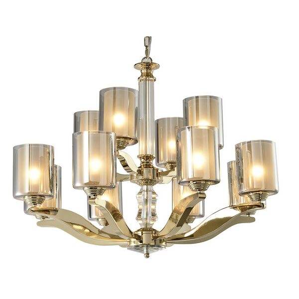 NEWPORT 7900 7908/C gold , Люстра, Gold Glass smoky/matt white D75.5*H40 cm E14 8*60W