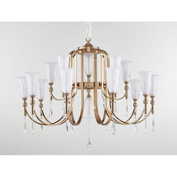 NEWPORT 4800 [Люстра, French gold Clear crystal Matt white glass D90*H50 cm E14 15*60W]