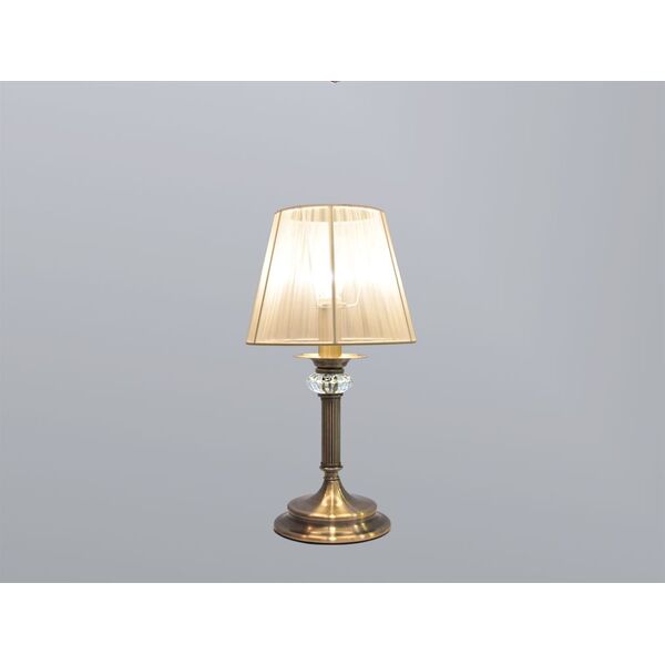 NEWPORT 2200 [Настольная лампа, Antique bronze Clear crystal Shade beige ленточный D22*H42 cm E14 1*60W]