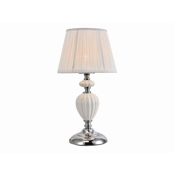 NEWPORT 11000 [Настольная лампа, Chrome White ceramic Shade white D30*H58 cm E27 1*60W]