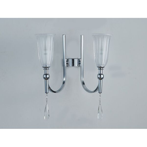 NEWPORT  Бра 4800 [Chrome Clear crystal Matt white glass L30*H29*Sp20 cm E14 2*60W]