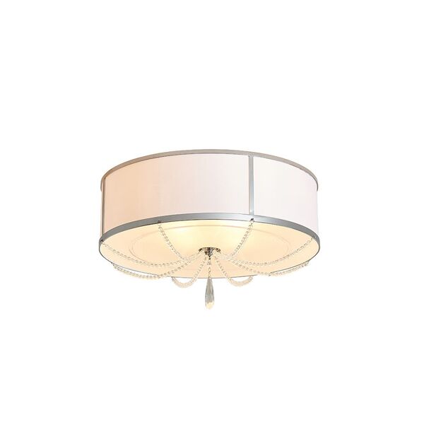 NEWPORT 4100 chrome , Потолочный светильник, [Chrome Clear crystal White shade D50*H21 cm E14 5*60W]