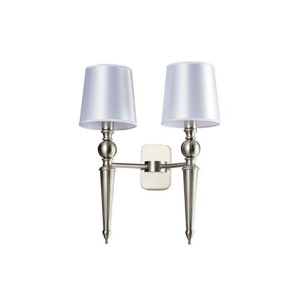 NEWPORT  Бра 3160 [Satin nickel Clear crystal Shade white L34.8*H46*Sp19.8 сm Е14 2*40W]