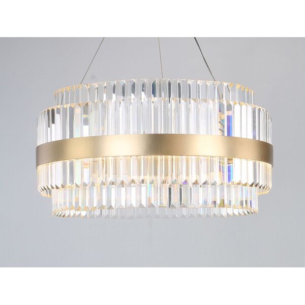 NEWPORT 10240 10242/60 , Подвесной светильник, Brushed brass Clear crystal D60*H30 cm LED strip 50W