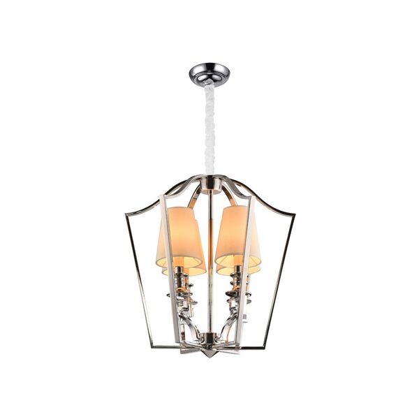 NEWPORT 3140 [Подвесной светильник, Nickel Clear crystal Shade beige D47*H52/152 сm Е14 4*60W]