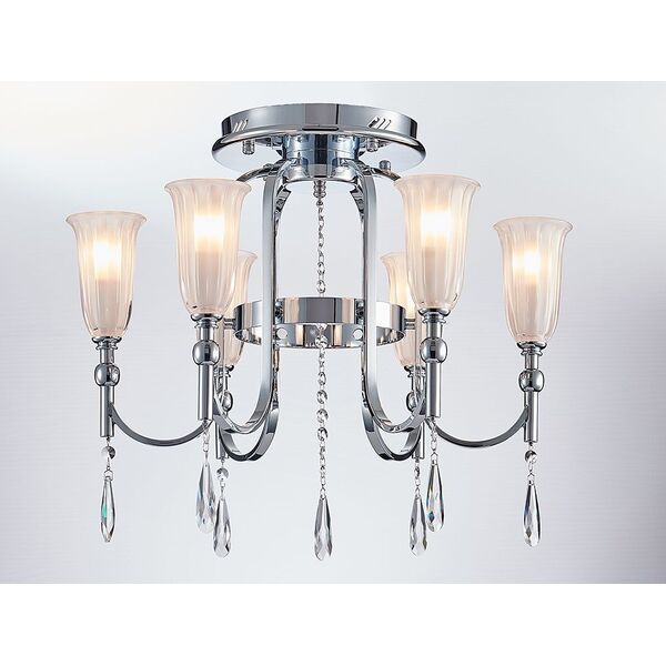 NEWPORT 4800 4806/PL chrome , Потолочный светильник, Chrome Clear crystal Matt white glass D55*H48 c