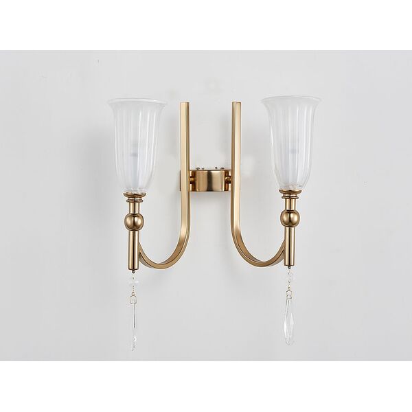 NEWPORT  Бра 4800 [French gold Clear crystal Matt white glass L30*H29*Sp20 cm E14 2*60W]
