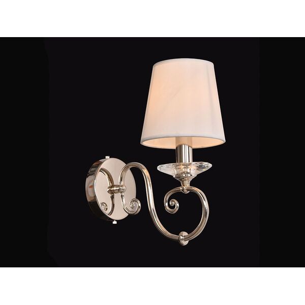 NEWPORT 1110 Бра, [Bright nickel Clear crystal Shade white silk L15*H31*Sp26 cm E14 1*60W]