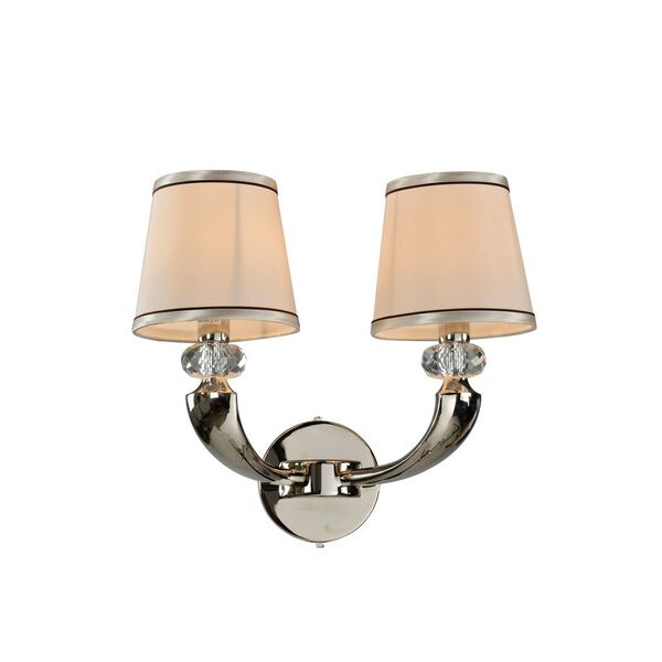 NEWPORT 11600 Бра, [Nickel Clear crystal Shade beige L36*H33*Sp27 cm E14 2*40W]