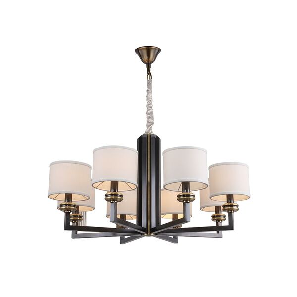 NEWPORT 3400 3408/C , Люстра, Black+gold Shade beige D90*H47.5 cm E14 8*60W
