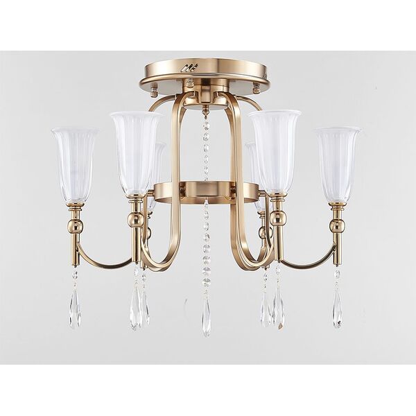 NEWPORT 4800, Потолочный светильник, [French gold Clear crystal Matt white glass D55*H38 cm E14 6*60W]