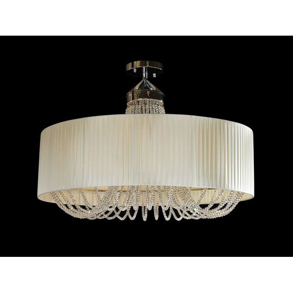 NEWPORT 1400 beige , Потолочный светильник, [Chrome Clear crystal Shade beige D60*H56 cm Е14 6*60W]