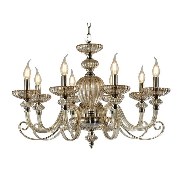 NEWPORT 12800 12808/C cognac , Люстра, Nickel Cognac glass D74*H49 cm Е14 8*40W