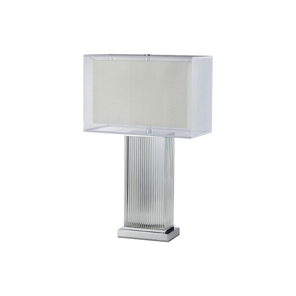 NEWPORT 3290 3293/T nickel , Настольная лампа, Nickel Clear glass White/Beige shade L42*20*H68 cm E2