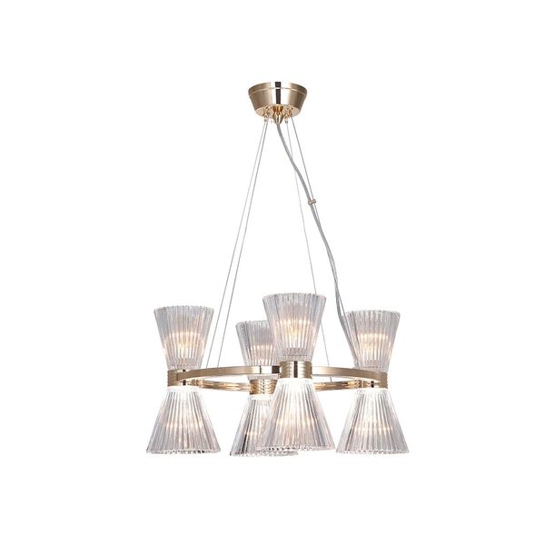 NEWPORT 3610 3614/S gold , Подвесной светильник, Light gold Shade clear glass D50*H120 cm E14 8*60W