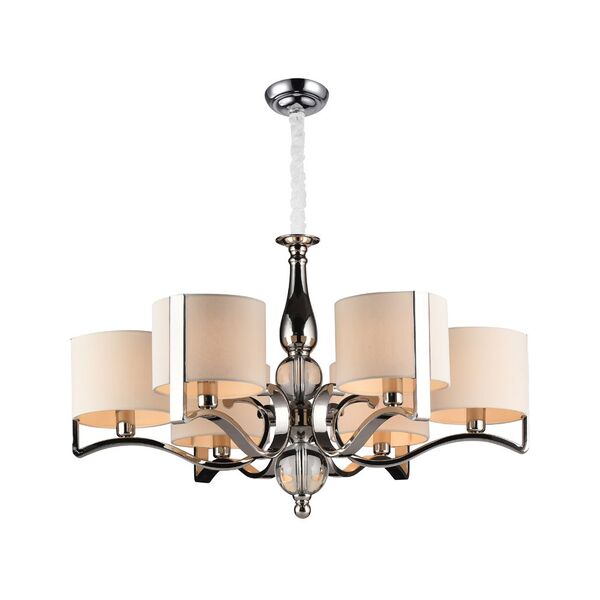 Подвесная люстра Newport [Nickel Clear crystal Shade beige D73*H50.5 cm E14 6*60W]
