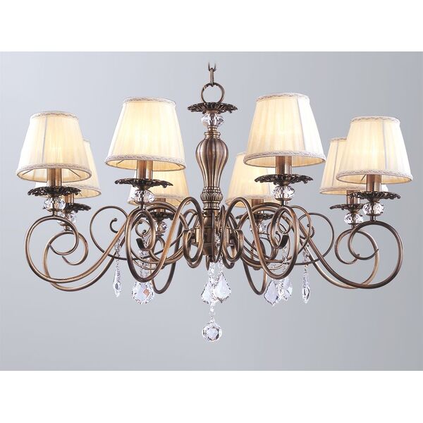 Подвесная люстра Newport [Antique bronze Clear crystal Shade beige D84*H49/149 cm E14 8*60W]