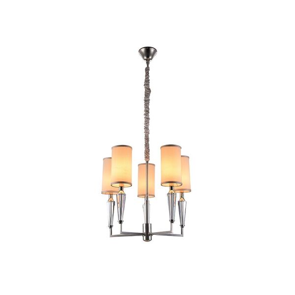 Подвесная люстра Newport [Nickel Clear crystal Shade beige D56*H56 сm Е14 5*60W]