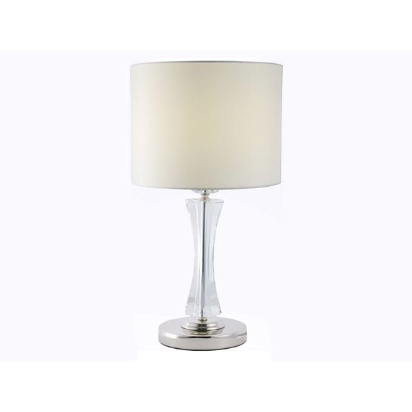 NEWPORT 1220 [Настольная лампа, Nickel Clear crystal Shade beige D23*H52 cm Е27 1*60W]
