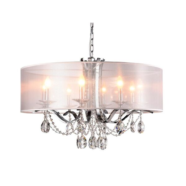 Подвесная люстра Newport [Chrome Clear crystal Shade white D80*H53/153 cm E14 8*60W]