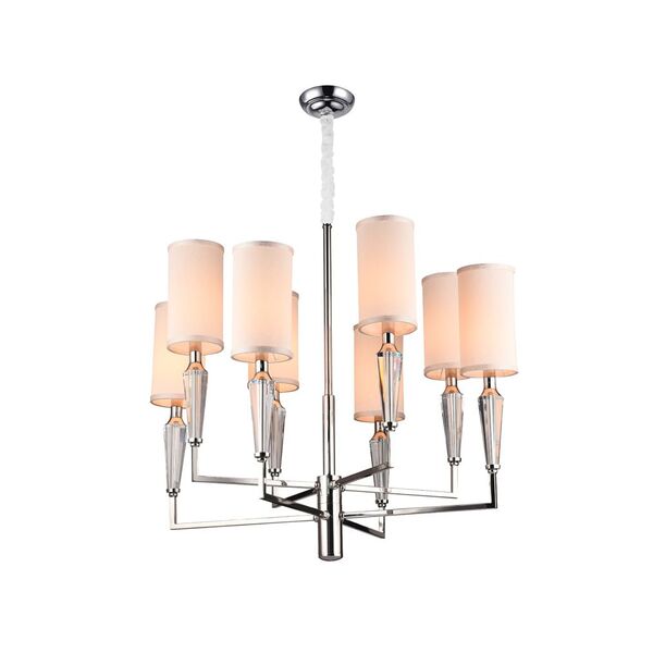Подвесная люстра Newport [Nickel Clear crystal Shade beige D80*H76/176 сm Е14 8*60W]