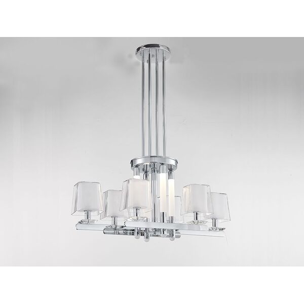 NEWPORT 4900 [Подвесной светильник, Nickel Glass clear/matt white L86*43.5*H42 cm E14 6*60W + LED 4*2W]