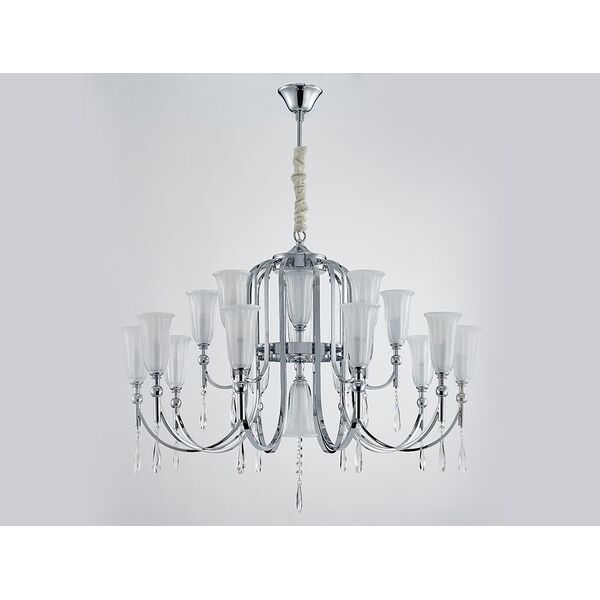 NEWPORT 4800 4810+5/C chrome , Люстра, Chrome Clear crystal Matt white glass D90*H50 cm E14 15*60W