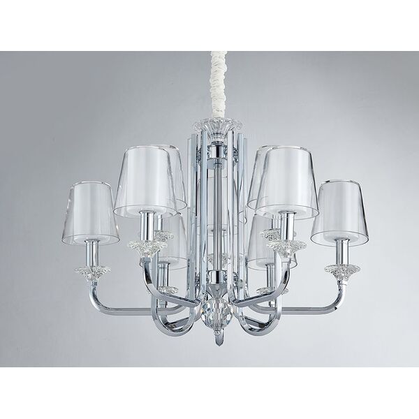 NEWPORT 4600 [Люстра, Chrome Glass clear/matt white D75,5*H56 cm E14 9*60W]