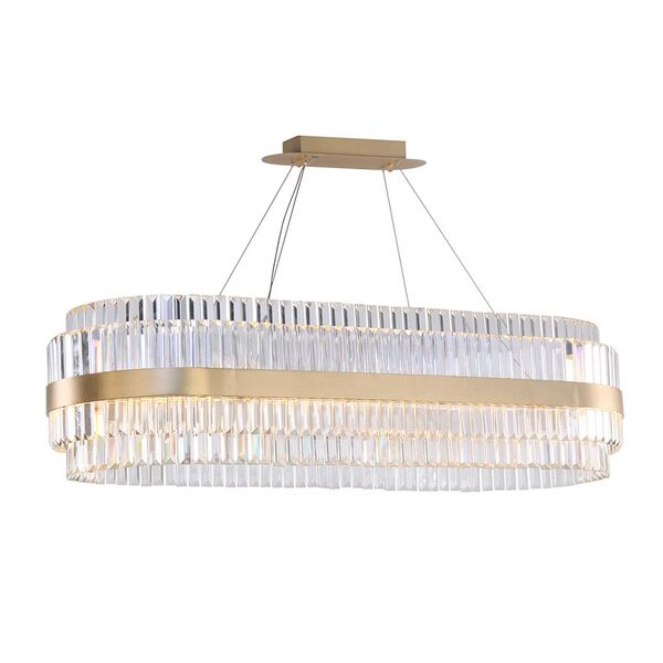 NEWPORT 10240 10242/120 oval , Подвесной светильник, Brushed brass Clear crystal L120*45*H30 cm LED