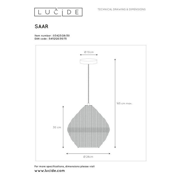 SAAR Pendant E27/60W Ø 28 cm Black