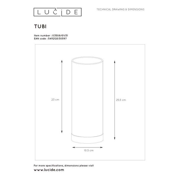 TUBI Table Lamp E14 D10,5.5 H25.5cm White