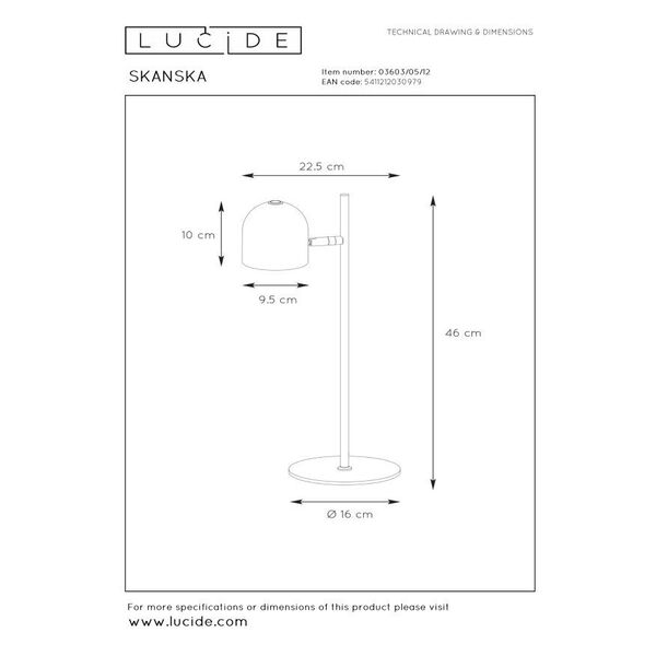 SKANSKA-LED Desk Lamp 5W W16 H45cm Satin Chrome