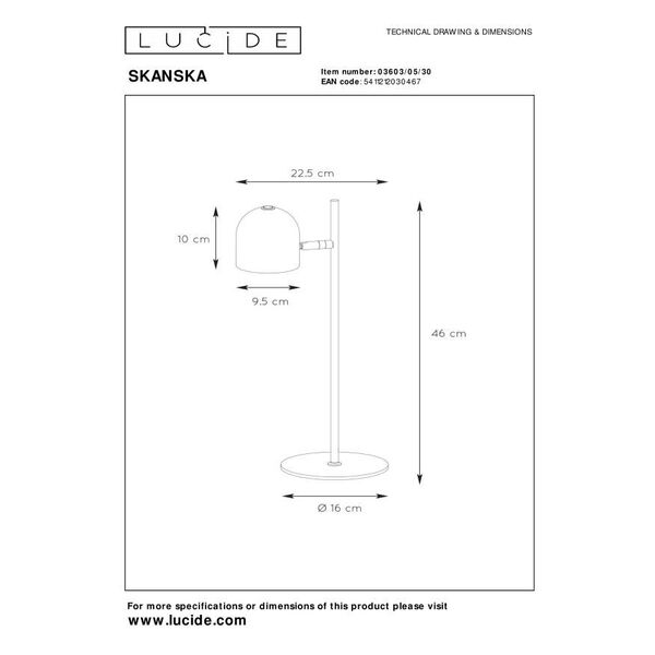 SKANSKA-LED Desk Lamp 5W W16 H45cm Black