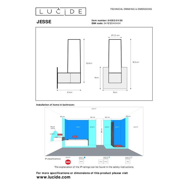 JESSE Wall ligh Bathroom G9/33W Black