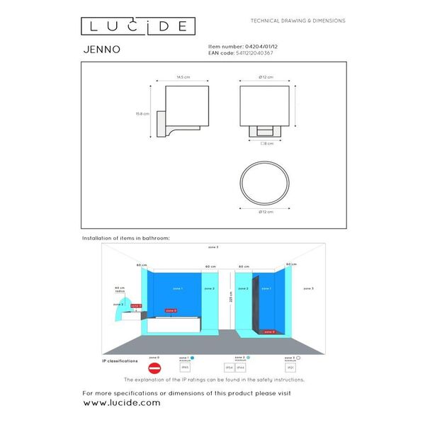 JENNO Wall Light IP44 G9/33W excl H16cm W12cm