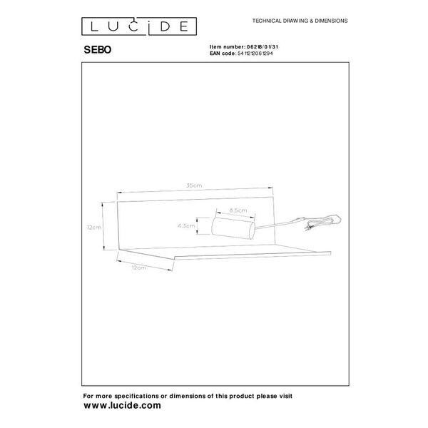 SEBO  Wall Light E27/40W L35 W12 H12cm White
