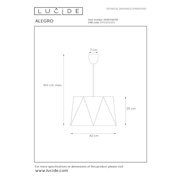 ALEGRO Pendant E27 Ø42cm H25cm Black