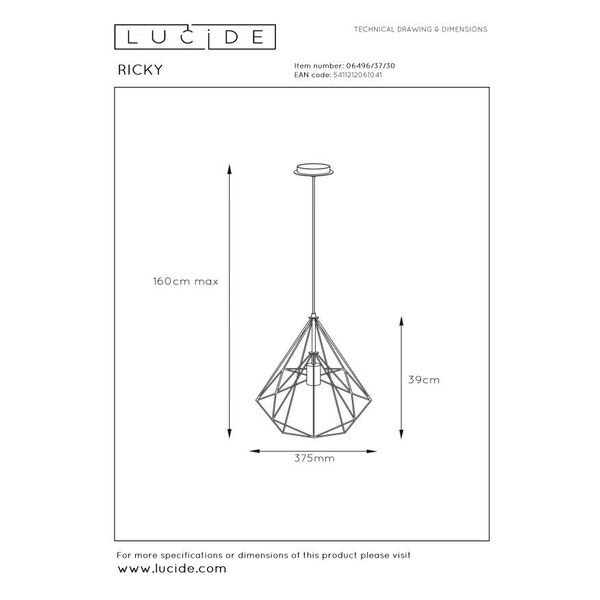 RICKY Pendant E27 D37,5 H39cm Black
