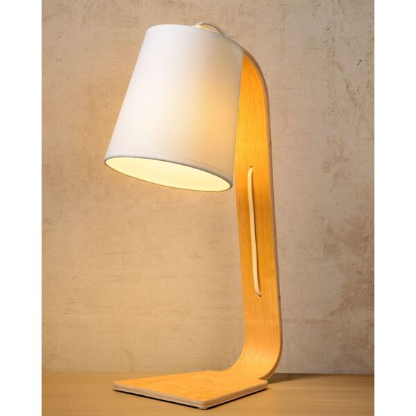 NORDIC Table Lamp E14 15.5/19/48cm Wood/Shade Whit