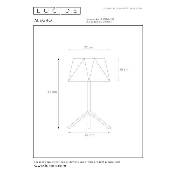 ALEGRO Table Lamp E14 Ø32cm H57cm Black