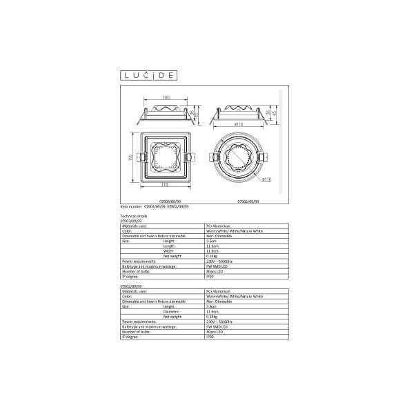 TENDO-LED Changeable Recessed Downlight 9W