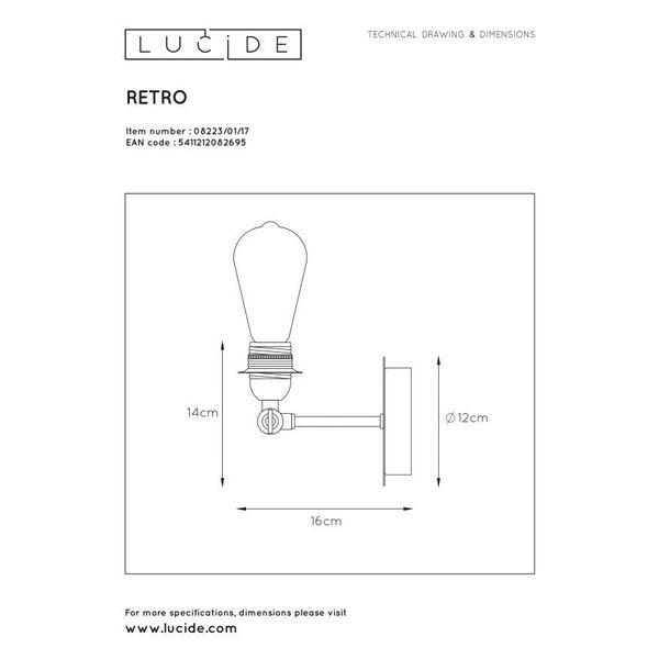 RETRO Wall Light 1xE27 Red Copper