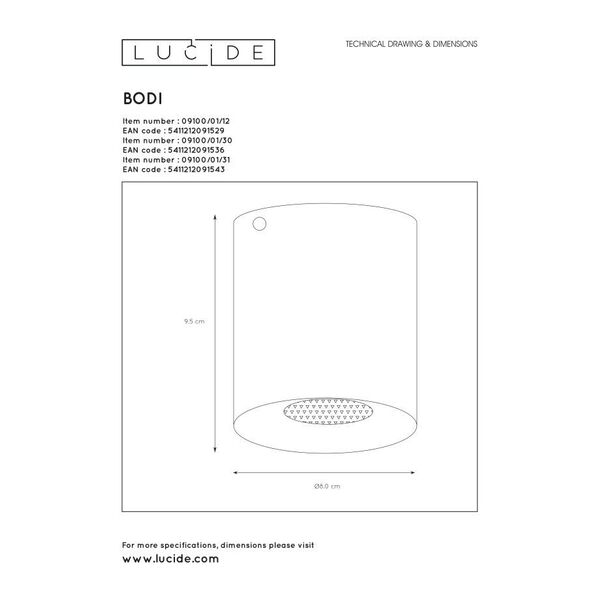 BODI Ceiling Light Round GU10 excl D8 H9.5cm Alu