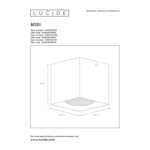 BODI Ceiling Light Square GU10 excl D8 H9.5cm Alu